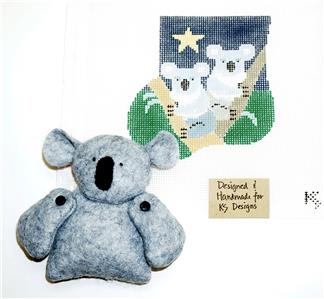 CANVAS SET ~ KOALA BEAR & Koala CANVAS SET ~ handpainted Needlepoint Mini Stocking Ornament by Kathy Schenkel