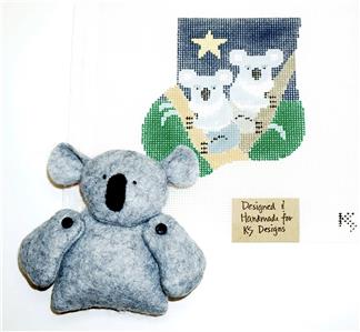 CANVAS SET ~ KOALA BEAR & Koala CANVAS SET ~ handpainted 18 Mesh Needlepoint Mini Stocking Ornament by Kathy Schenkel