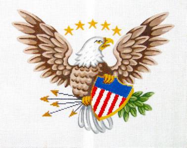 Patriotic Canvas ~ Patriotic Bald Eagle handpainted 13 Mesh LG. Needlepoint Canvas Pillow by Silver Needle