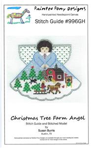 Angel ~ Christmas Tree Farm Angel & Charms & STITCH GUIDE Needlepoint Canvas by Painted Pony