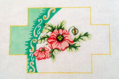 Brick Cover ~ Poppy Brick Cover handpainted Needlepoint Canvas by Edie & Ginger **RETIRED**