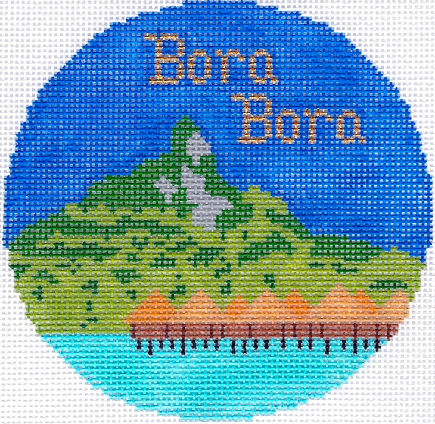 Travel Round ~ Bora Bora handpainted 4.25" Needlepoint Canvas by Silver Needle