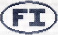 Sign Oval ~ "FI" FIRE ISLAND, NEW YORK SIGN handpainted Needlepoint Canvas Silver Needle