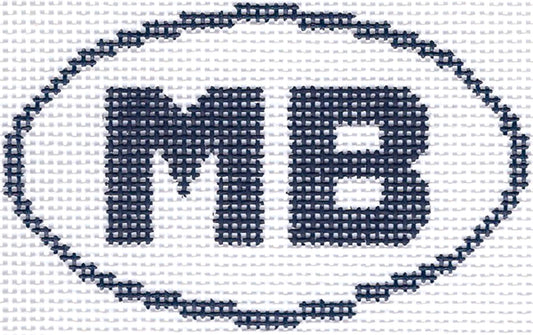 Sign Oval ~ "MB" Myrtle Beach, South Carolina Handpainted Needlepoint Canvas by Silver Needle