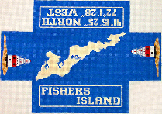 Brick Cover ~ Fisher's Island New York Brick Cover handpainted Needlepoint Canvas by Silver Needle