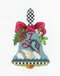 Kelly Clark ~ 12 Days of Christmas Hand Bell 7 Swans swimming handpainted Needlepoint Ornament by Kelly Clark