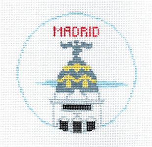 Travel Round ~ MADRID, SPAIN handpainted Needlepoint Canvas by Kathy Schenkel