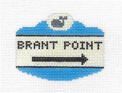 Travel Sign ~ BRANT POINT, MASS. NANTUCKET SIGN handpainted Needlepoint Canvas by Silver Needle