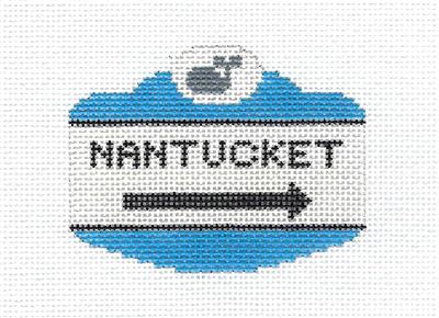 Travel Sign ~ NANTUCKET ISLAND, MASS. NANTUCKET SIGN handpainted Needlepoint Canvas by Silver Needle