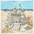 Beautiful Sand Castle on the Beach 5" Sq. handpainted 18 mesh Needlepoint Canvas Needle Crossings
