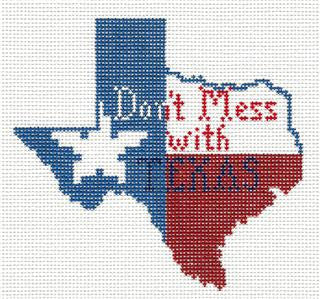 TEXAS Canvas ~ Don't Mess With TEXAS handpainted Needlepoint Ornament Canvas by Petei