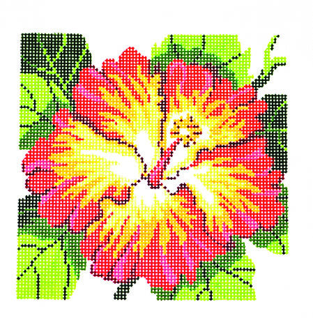 Floral Canvas ~ Hibiscus Flower Series handpainted Needlepoint Canvas on 12 Mesh by LEE
