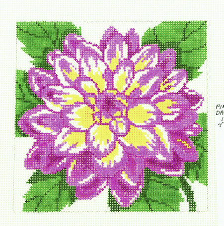 Floral Canvas ~ Rose Dahlia Flower Series on 12 Mesh handpainted Needlepoint Canvas by LEE