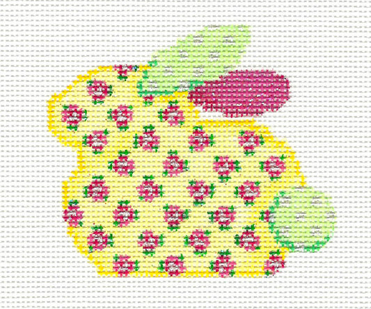 Easter Bunny ~ Yellow and Pink Rosebud Bunny handpainted Needlepoint Canvas by Associated Talents