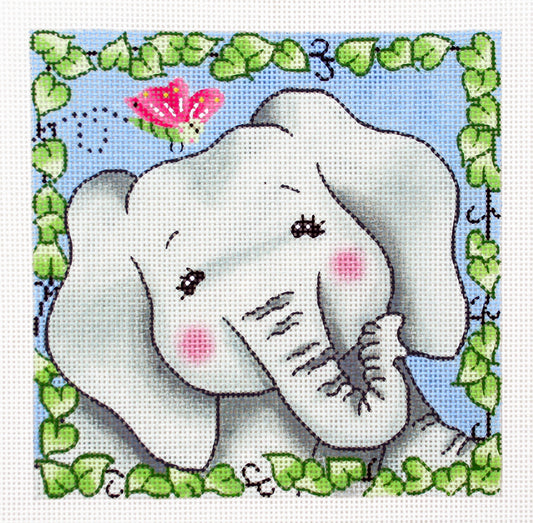 Bazooples ~ Elsie the Elephant Child's handpainted Needlepoint Canvas by LEE