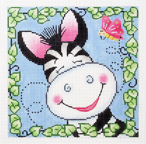 Bazooples ~ Zach the Zebra Child's handpainted Needlepoint Canvas by LEE