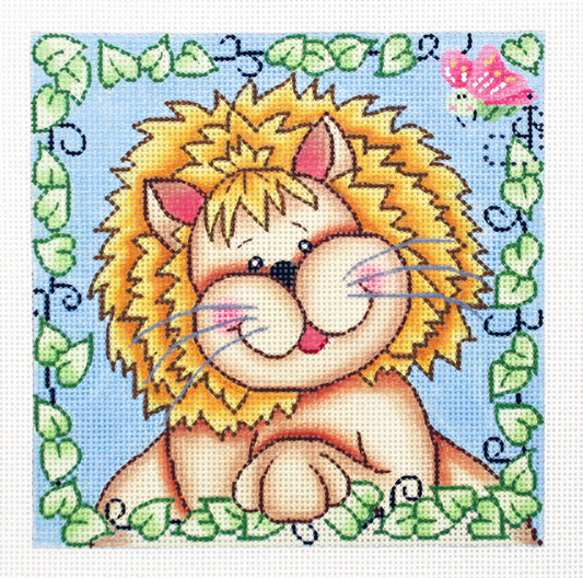 Bazooples ~ Lester the Lion handpainted Child's Needlepoint Canvas by LEE