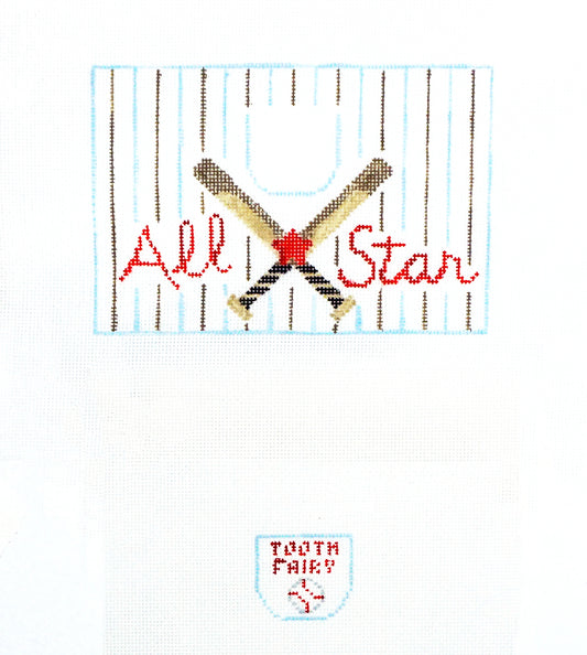 Tooth Fairy Canvas ~ BASEBALL  *2 Canvas Set* handpainted Needlepoint Canvas by Kathy Schenkel