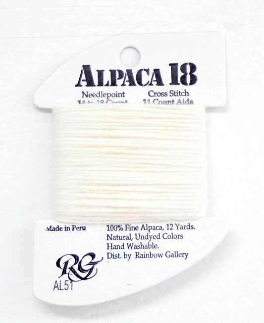 ALPACA 18 ~ WHITE #AL51 Stitching Fiber 12 Yards Needlepoint Thread Rainbow Gallery