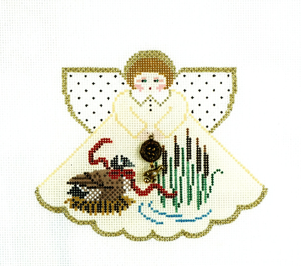 Christmas Angel ~ 12 Days of Christmas ~ SIX GEESE LAYING Angel Needlepoint Canvas by Painted Pony