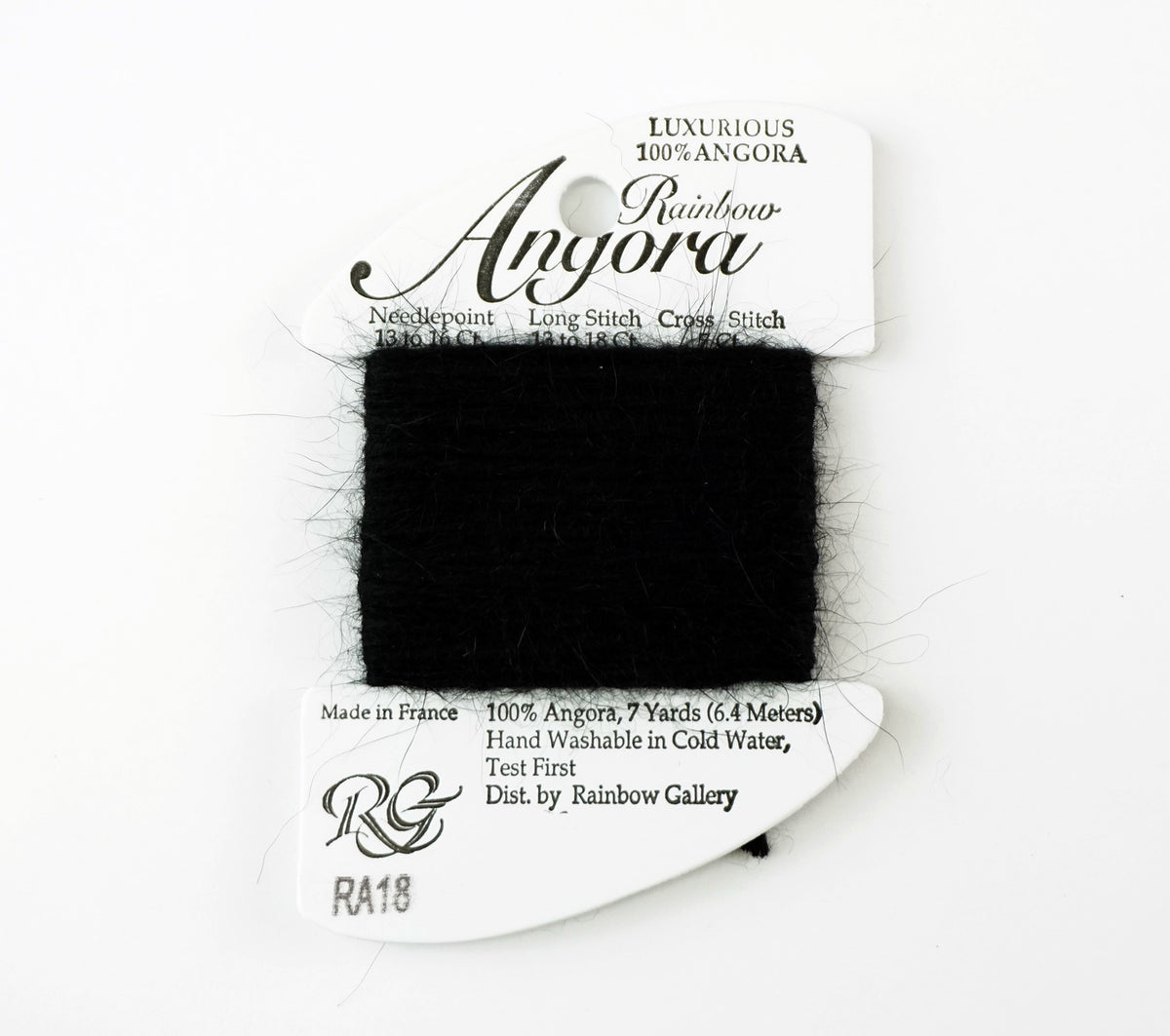 Angora Fiber "Black" #RA18  7 Yds. Needlepoint Stitching Thread by Rainbow Gallery