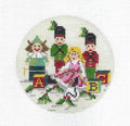 Victorian Toys ~ Doll, Blocks and Soldiers Children's handpainted 18 Mesh 4" Rd. Needlepoint Canvas by Kelly Clark
