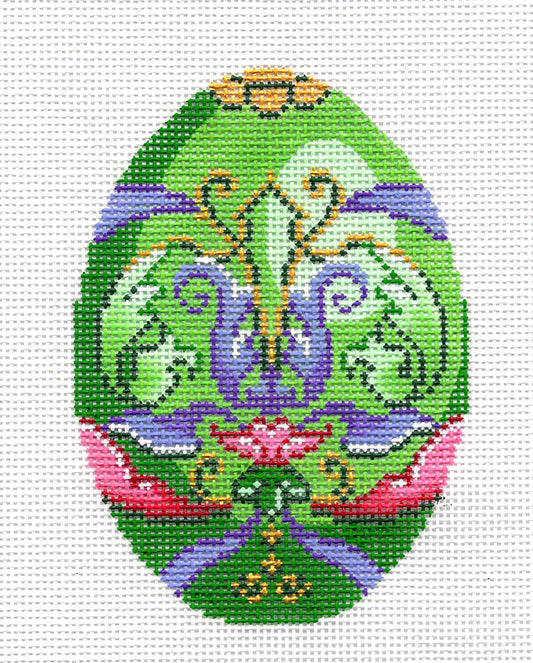 Faberge Egg of the Month ~ AUGUST Peridot Birthstone EGG OF THE MONTH 18 Mesh Needlepoint Canvas Ornament by LEE