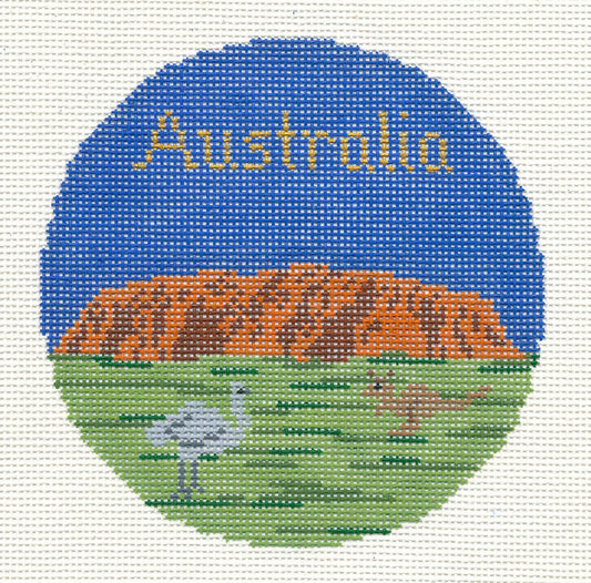 Travel Round ~ Australia Outback handpainted 4.25" Needlepoint Canvas by Silver Needle
