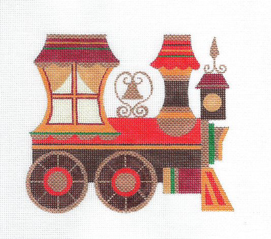 Train ~ Autumn Train Engine in Fall Colors handpainted Needlepoint Canvas by Raymond Crawford