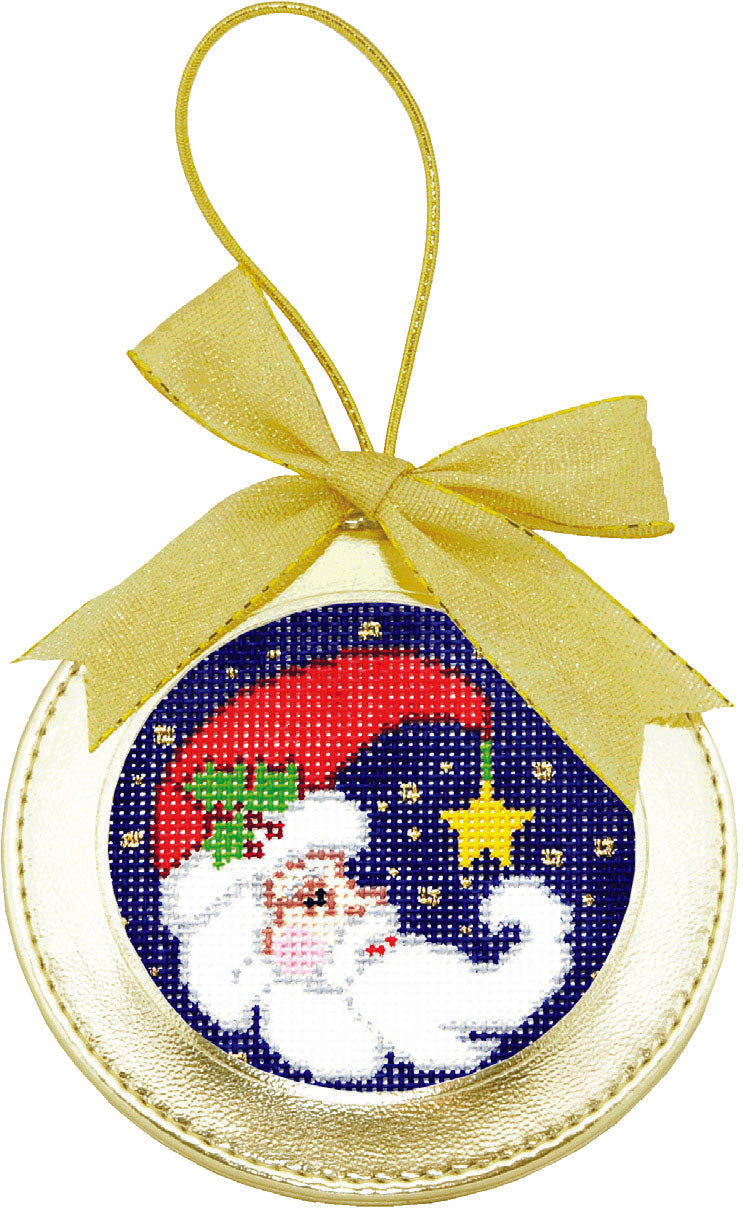 Accessory ~ Gold Metallic Leather Hanging Ornament Holder for 4" Needlepoint Canvas by LEE