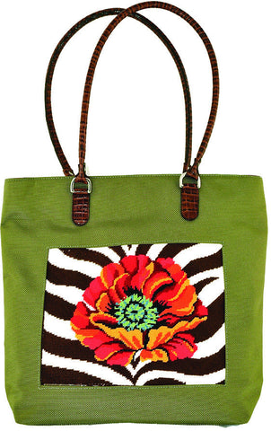 Accessory~Khaki Nylon Shopper Bag for Handpainted Needlepoint Canvases by Lee