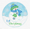 Baby Round ~ Baby Boy's 1st Christmas on 18 Mesh handpainted 4" Rd. Needlepoint Canvas by Pepperberry