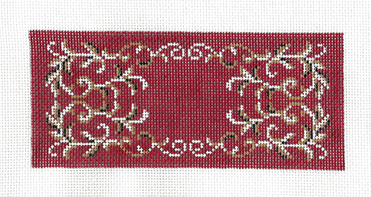 Insert ~ Toile on Deep Red for Personalizing 18 Mesh handpainted BB insert Needlepoint Canvas by LEE