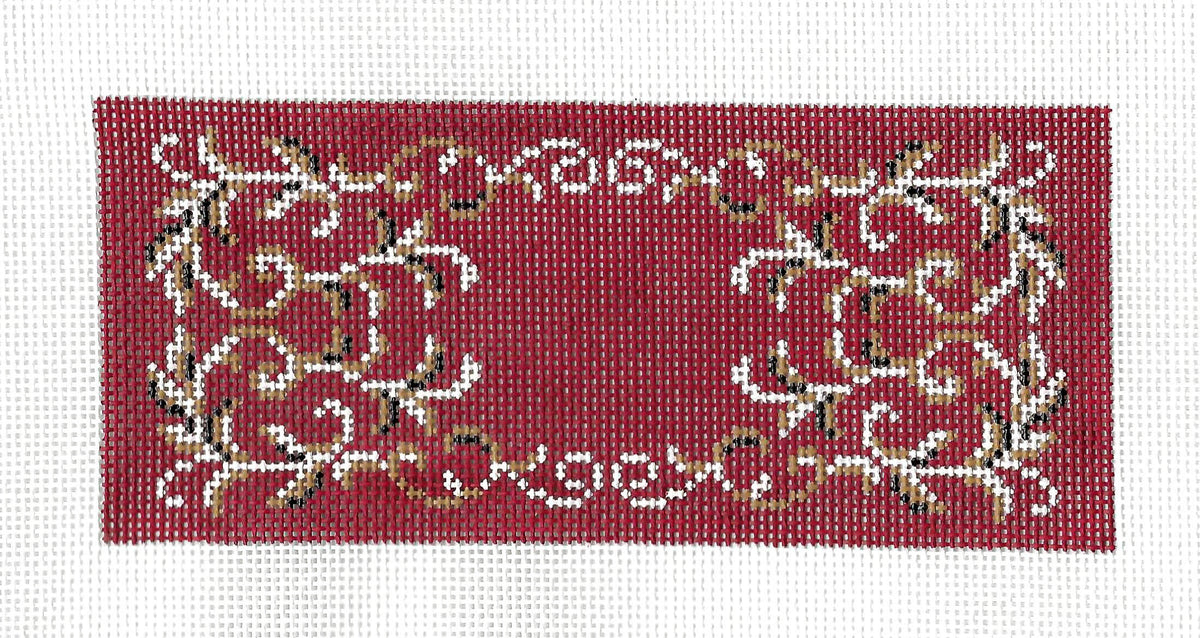 Insert ~ Toile on Deep Red for Personalizing 18 Mesh handpainted BB insert Needlepoint Canvas by LEE
