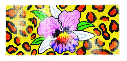 Canvas Insert~Orchid on Leopard handpainted Needlepoint Canvas