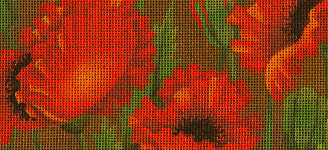Canvas Insert ~ Red Poppy Fields by Leigh Design handpainted Needlepoint Canvas ~ BB Insert ~ from LEE