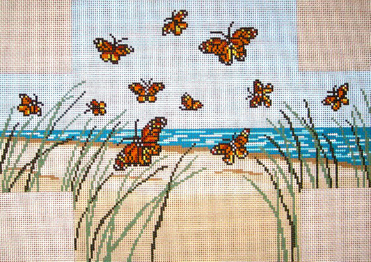 Brick Cover ~ Monarch Butterfly handpainted 13 mesh Needlepoint Canvas by Needle Crossings