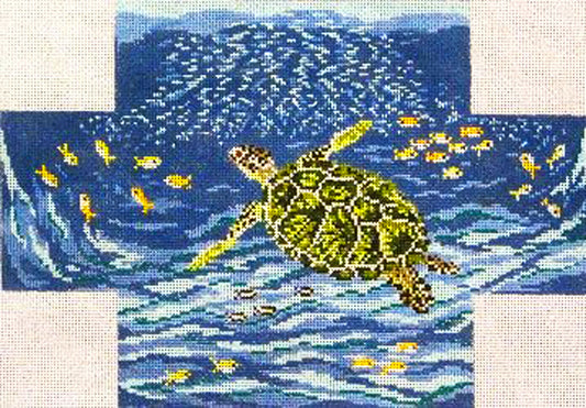 Brick Cover ~ Green Sea Turtle handpainted 13 Mesh Needlepoint Canvas by Needle Crossings