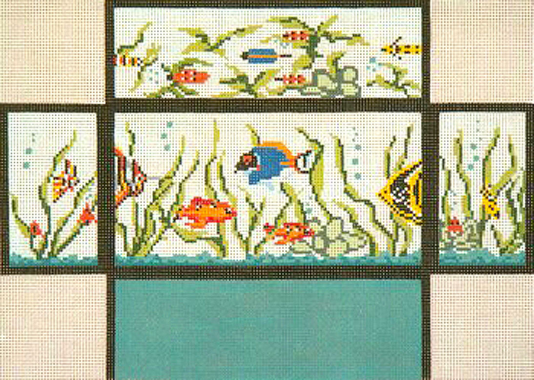 Brick Cover ~ Fish Tank Aquarium handpainted Needlepoint Canvas~by Needle Crossings