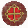 Round ~ 4 Hearts handpainted 3" Rd. 18 Mesh Needlepoint Canvas Ornament or Insert by LEE