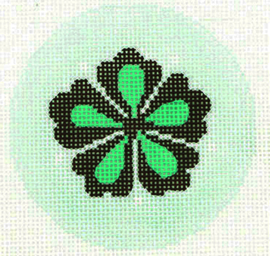 Round~LEE Asian Graphic handpainted Needlepoint Canvas 3"RD. Ornament