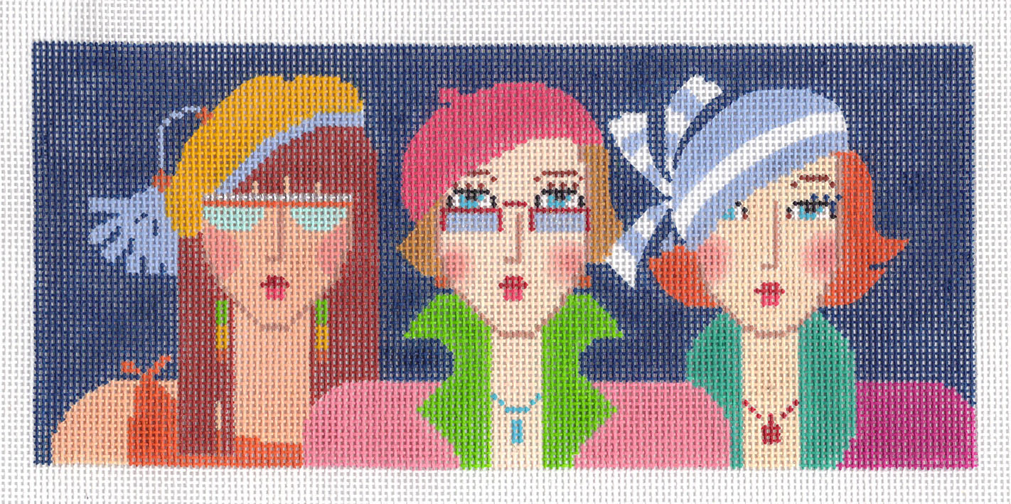 Canvas Insert ~ Three Lady Friends Contemporary handpainted Needlepoint Canvas ~ BR Insert ~ 18 mesh by LEE