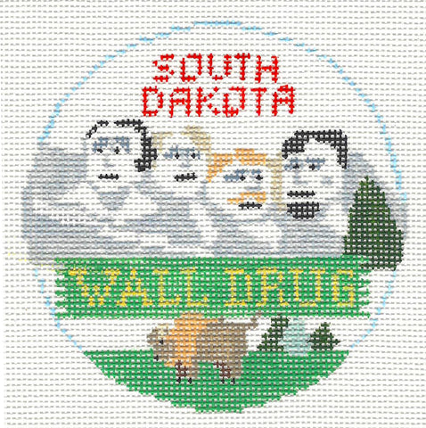 Travel Round ~ South Dakota handpainted Needlepoint Canvas by Kathy Schenkel
