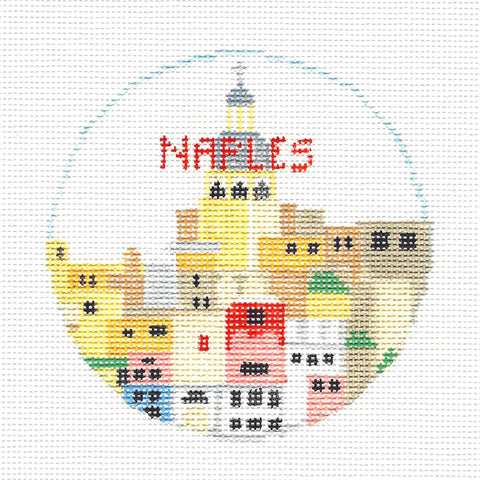 Travel Round ~ Naples, Italy handpainted Needlepoint Canvas by Kathy Schenkel RD.