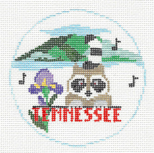 Travel Round ~ Tennessee handpainted Needlepoint Ornament Canvas by Kathy Schenkel