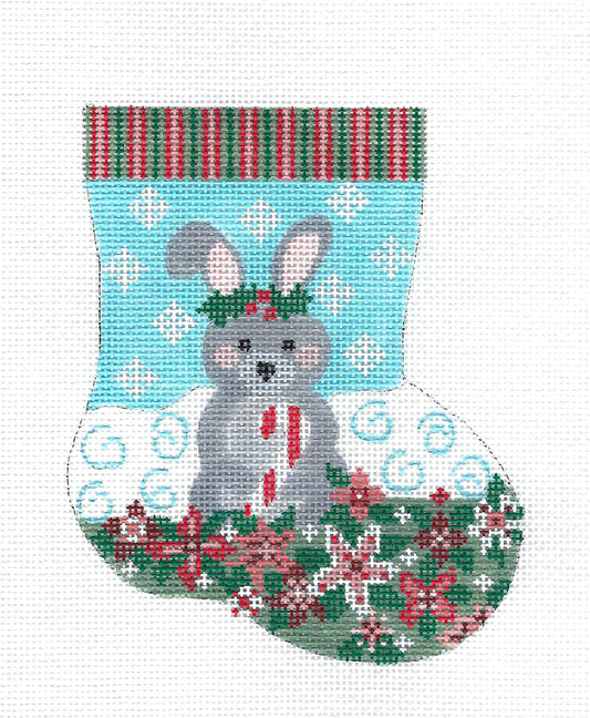 Mini Stocking ~ Baby Bunny Rabbit Mini Stocking handpainted Needlepoint Canvas by CH Designs ~ Danji