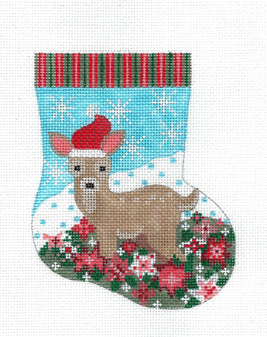 Mini Stocking ~ Adorable Fawn Mini Stocking handpainted Needlepoint Canvas by CH Designs ~ Danji