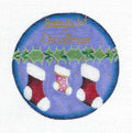 Baby Round ~ Baby Girl's First Christmas Booties handpainted Needlepoint Canvas Rebecca Wood