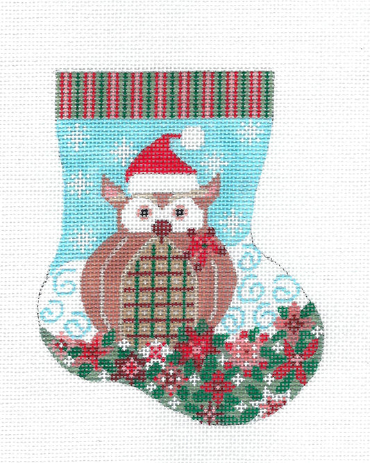Mini Stocking ~ Baby Owl Mini Stocking handpainted Needlepoint Canvas by CH Designs ~ Danji