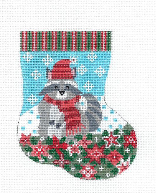 Mini Stocking ~ Baby Raccoon Mini Stocking handpainted Needlepoint Canvas by CH Designs ~ Danji